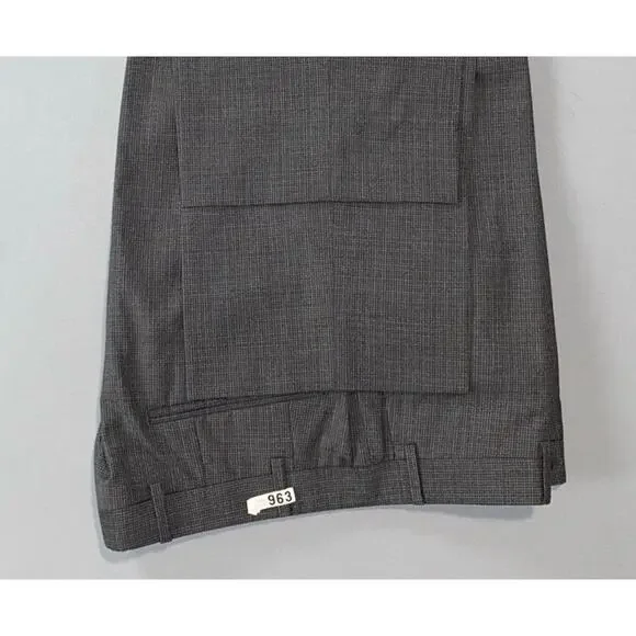 Canali 1934 Italy Flat Front Wool Dress Pants. Gray/Brown Micro Check. 34X32 EUC